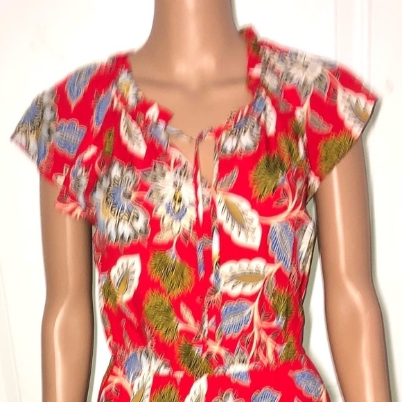 Loft Midi dress Red Floral XS - Picture 9 of 9